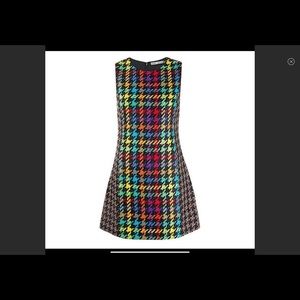 Alice + Olivia “Coley Houndstooth Crewneck Dress”